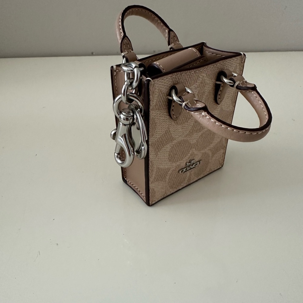 Coach Beige Mini Bag with Silver Accents